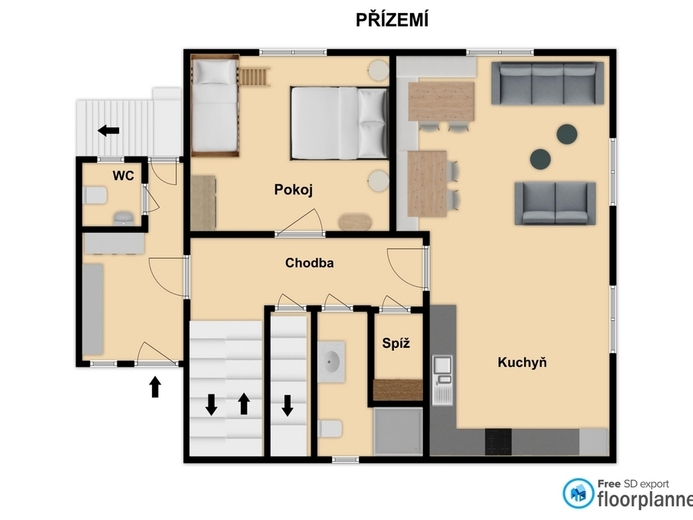 Pudorys-prizemi-chalupa-Becvanka - Horní Bečva